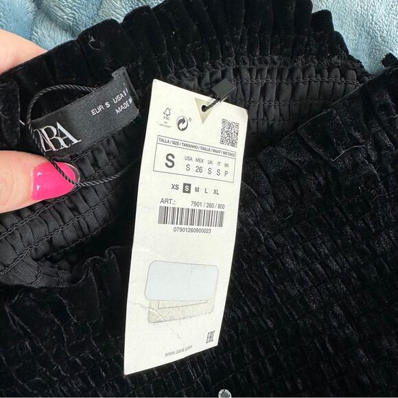 ZARA Crushed Velvet Smocked Skirt - Picture 6 of 6